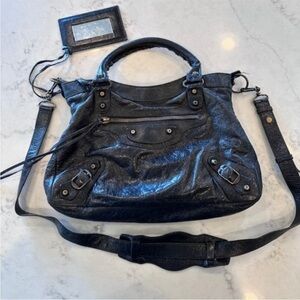 Balenciaga Black Leather Shoulder Bag